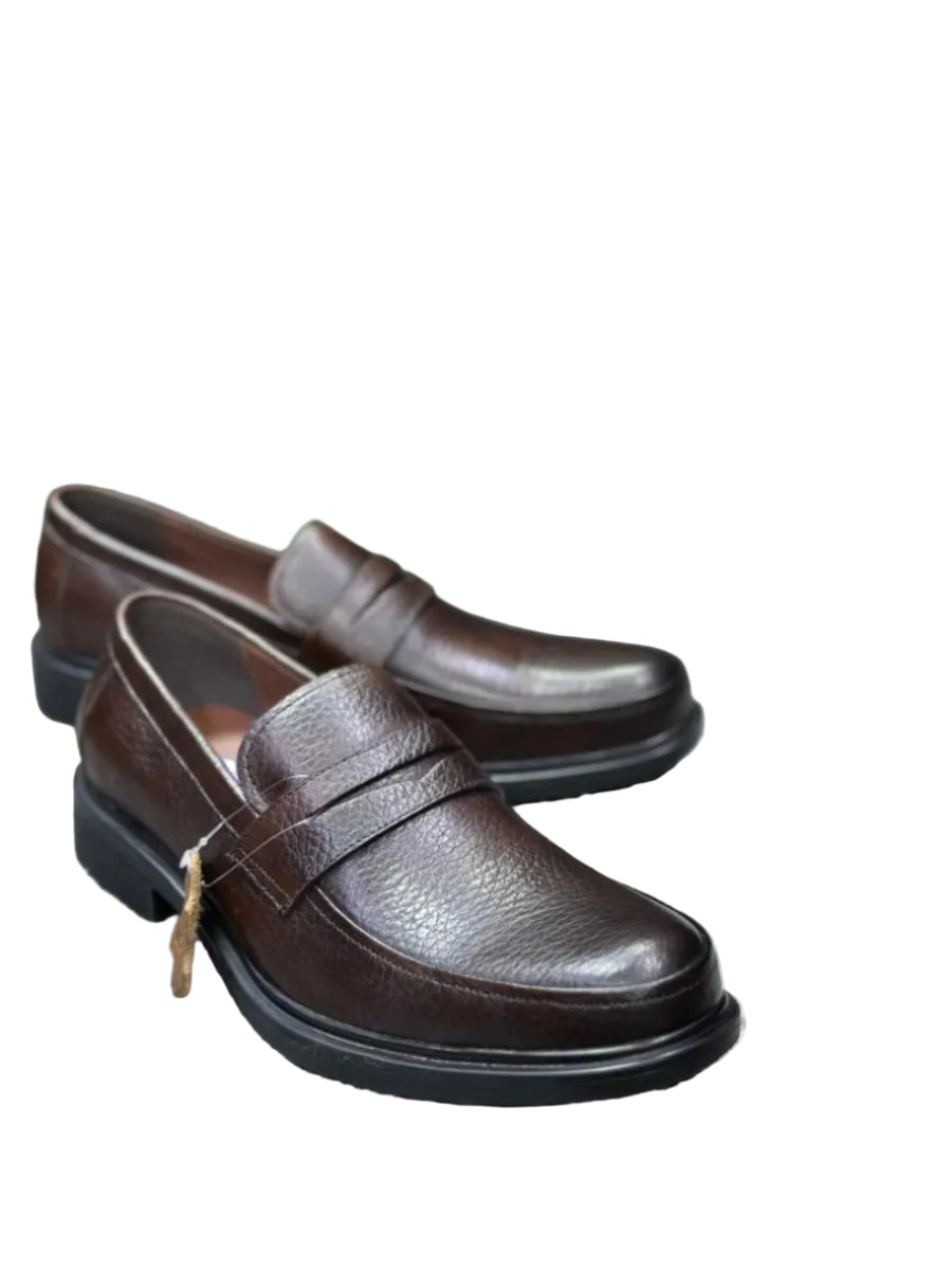 Slipon Gentle Leather Shoes - Coffee Brown