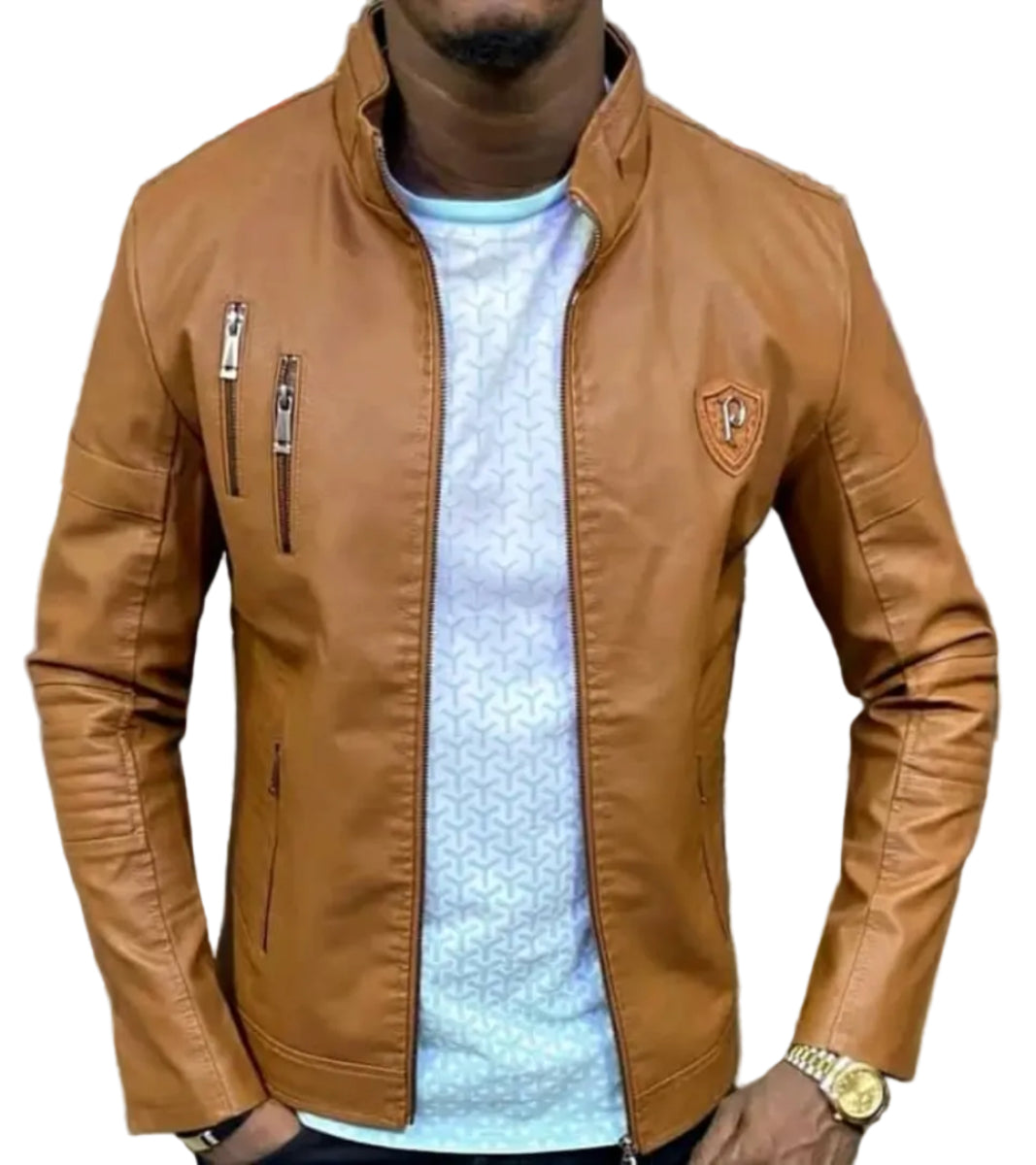 Leather Jacket with woolen interior - Brown