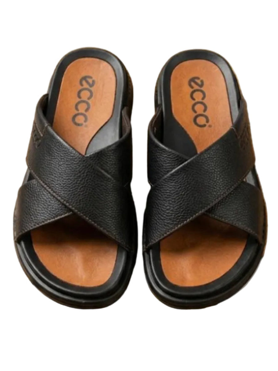 Ecco Leather Open Shoes - Black