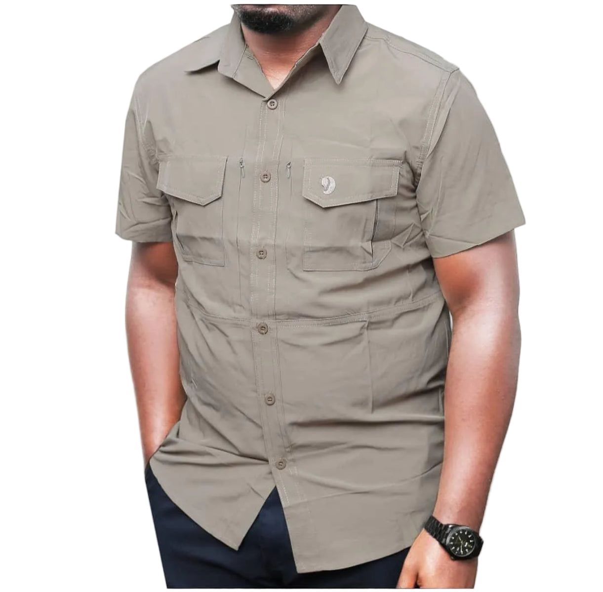 Durable And Quality Tactical Short Sleeved Shirt-Cream