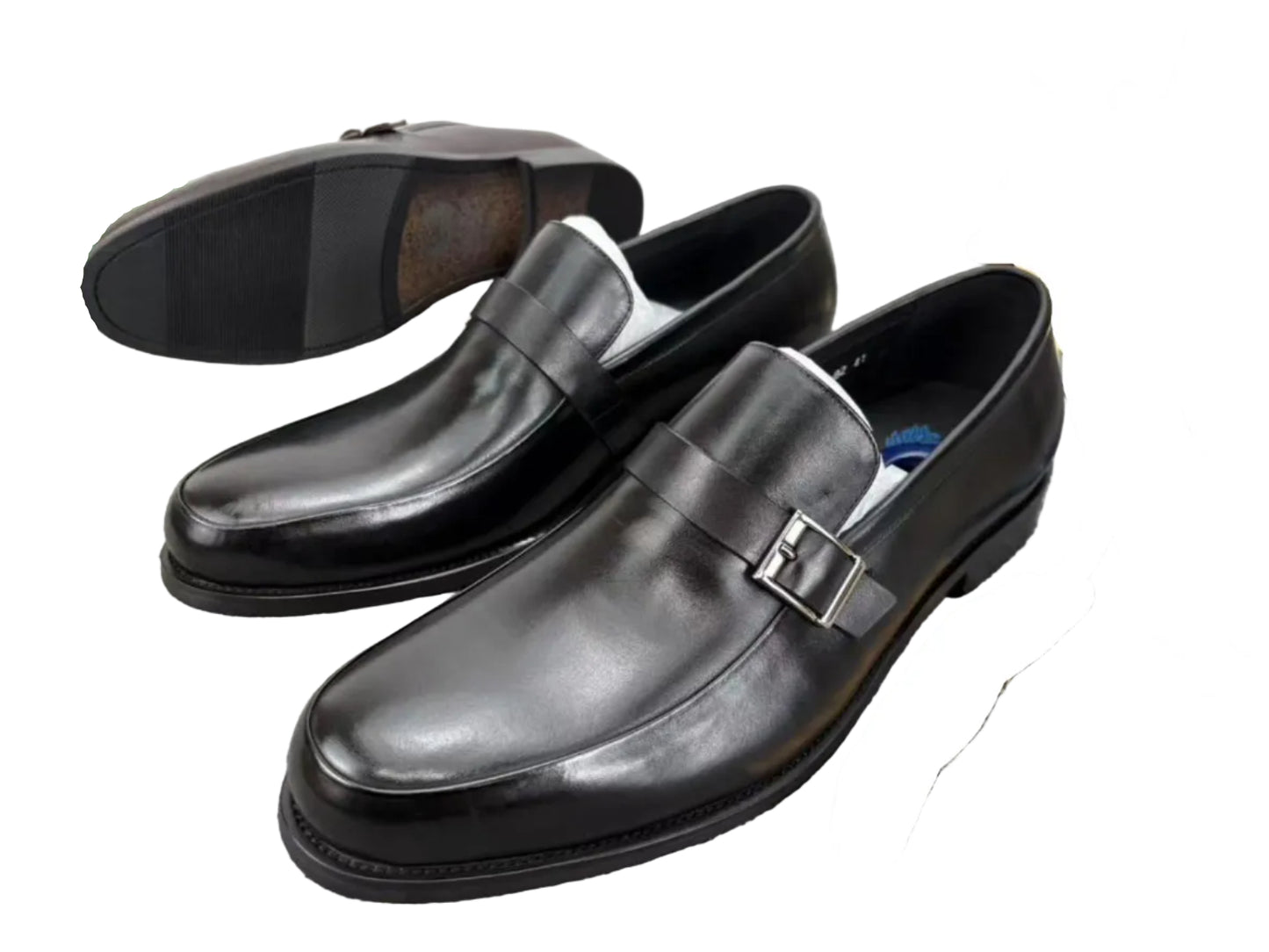 Durable And Quality Professional Buckle Leather Shoes-Black