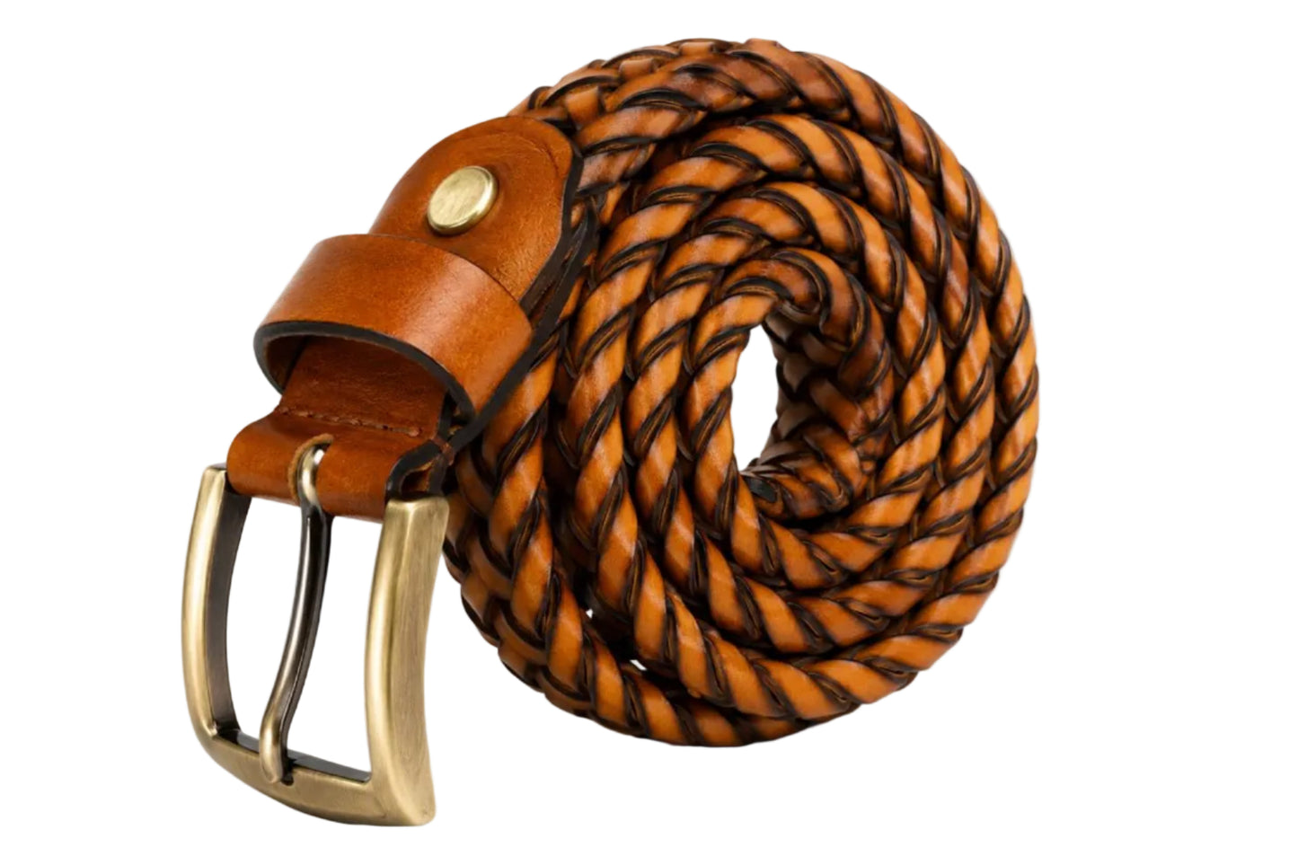 Durable And Quality Unisex  Stylish Braided Leather Belt-Brown