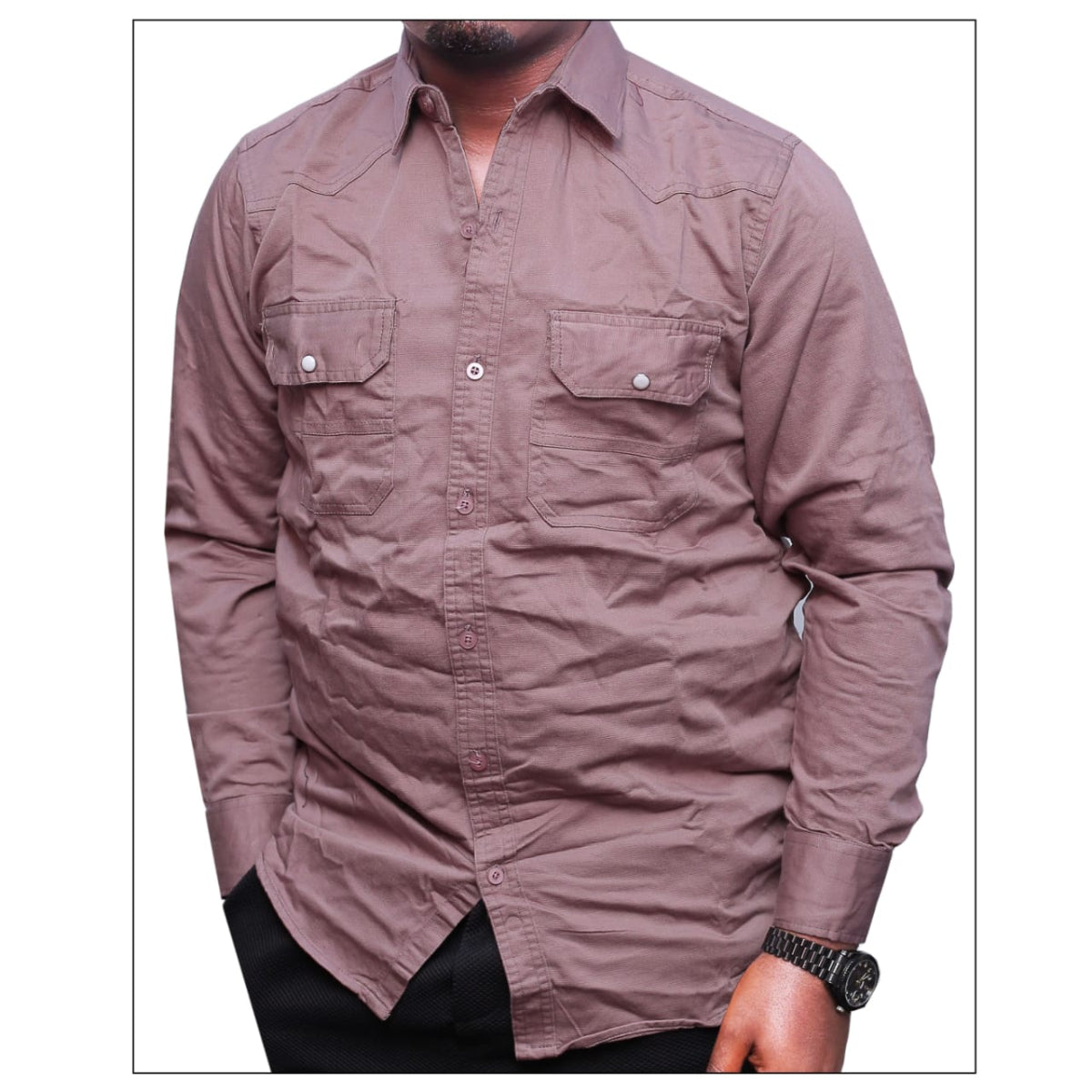 Heavyweight Denim Cotton Shirt Purple