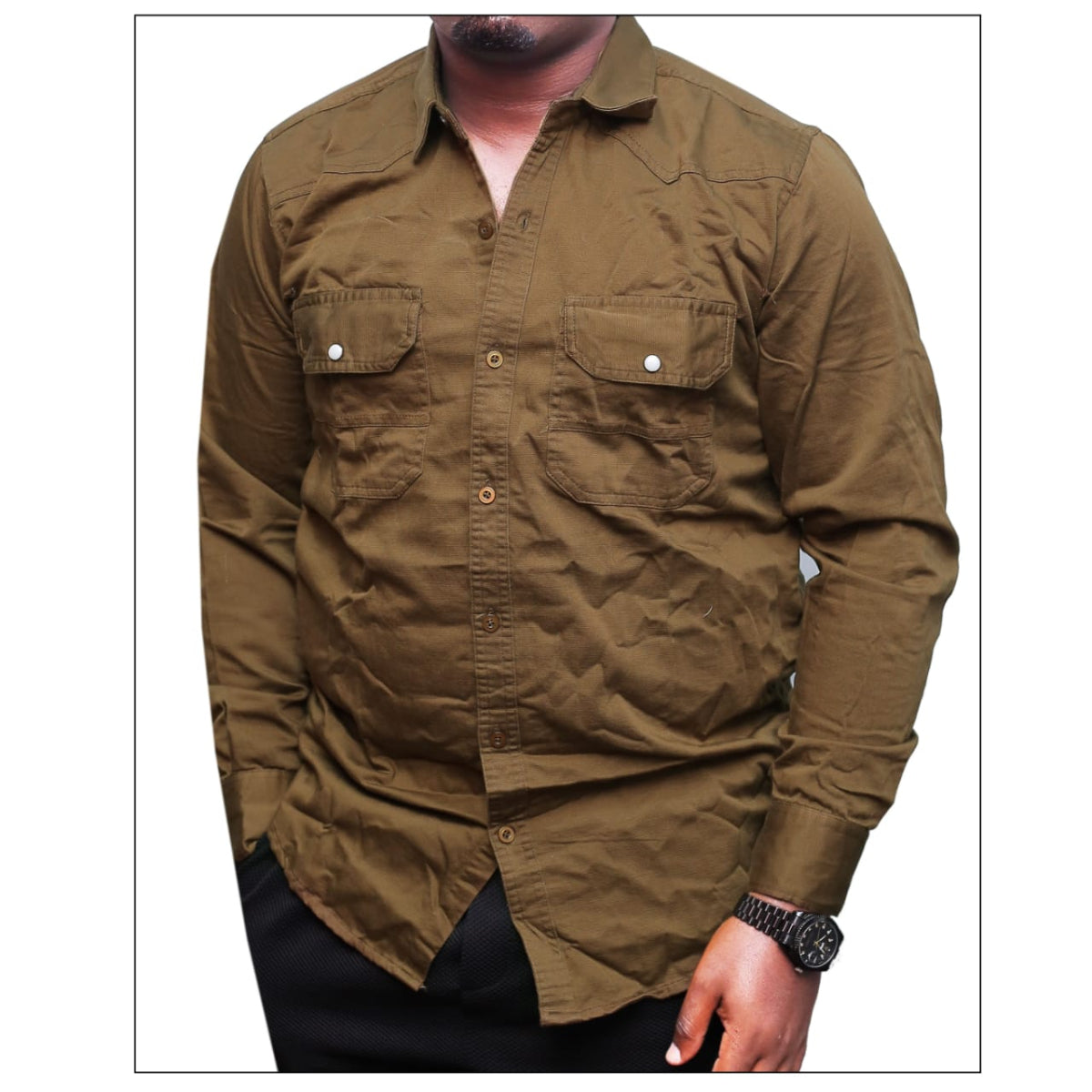 Heavyweight Denim Cotton shirt - Brown