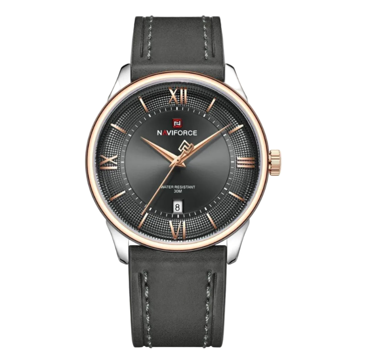 Leather Strap Unisex Naviforce Watch - Darkgrey