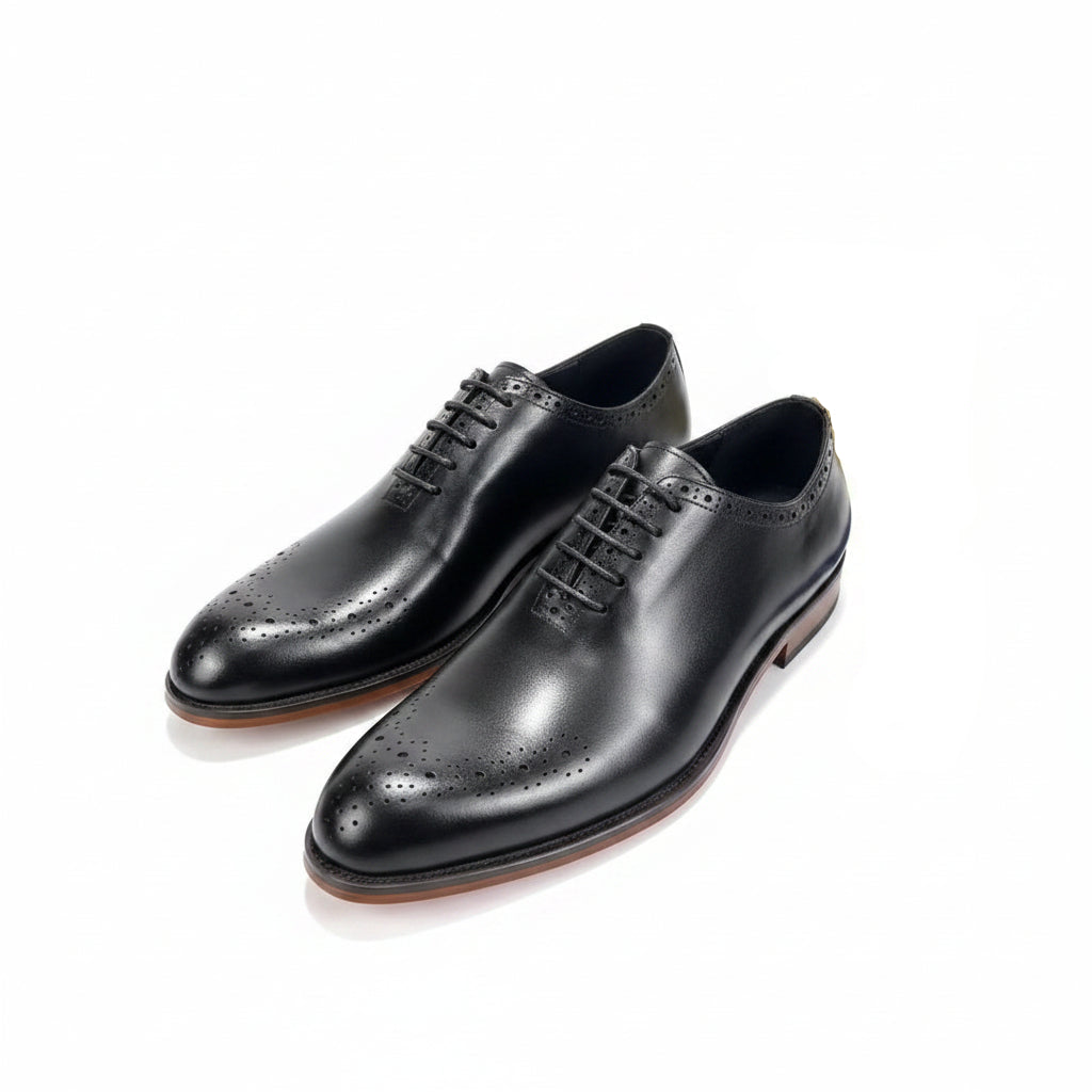 Brogue Detailing Laceup Shoes - Black