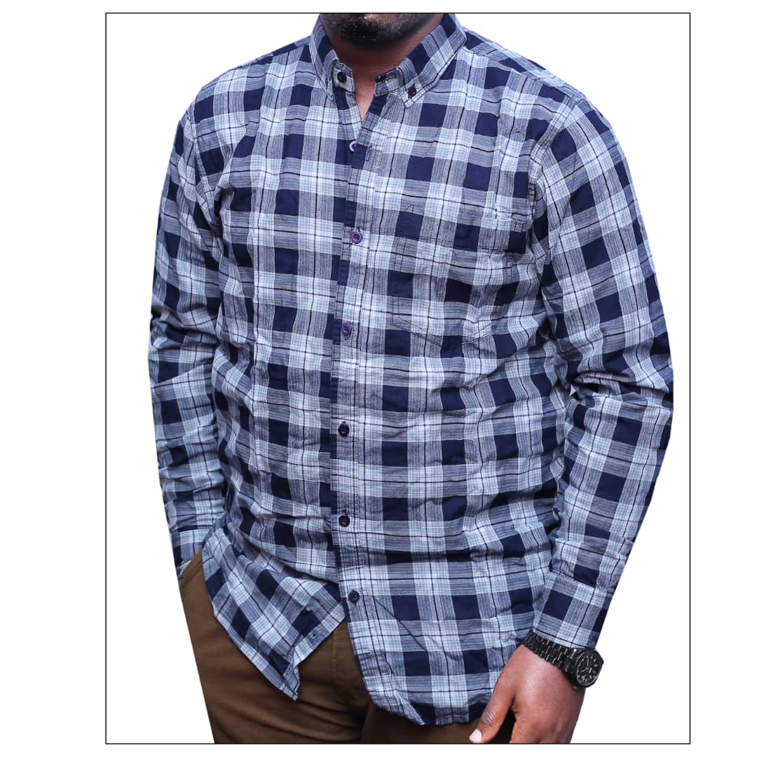 Checked Long-sleeved Cotton Shirt