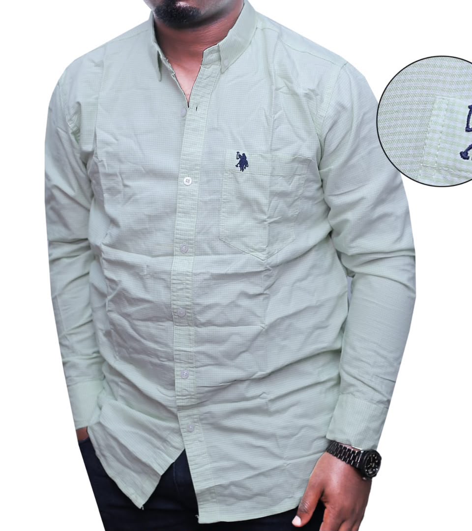 Cotton Lonsleeve Pattern Shirt - Light Sagegreen