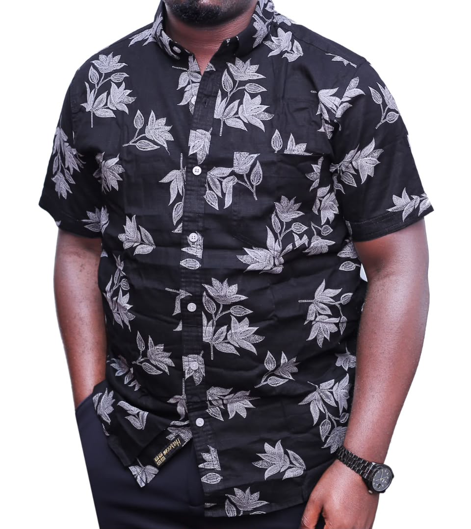 Quality Shortsleeve Premium Floral shirt - Black