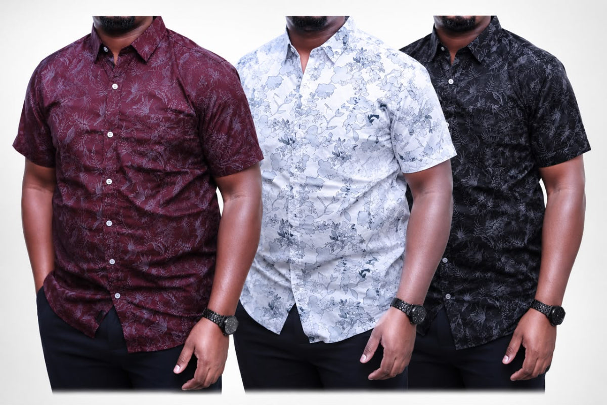Multicolor Floral Shirts Maroon,White & Black