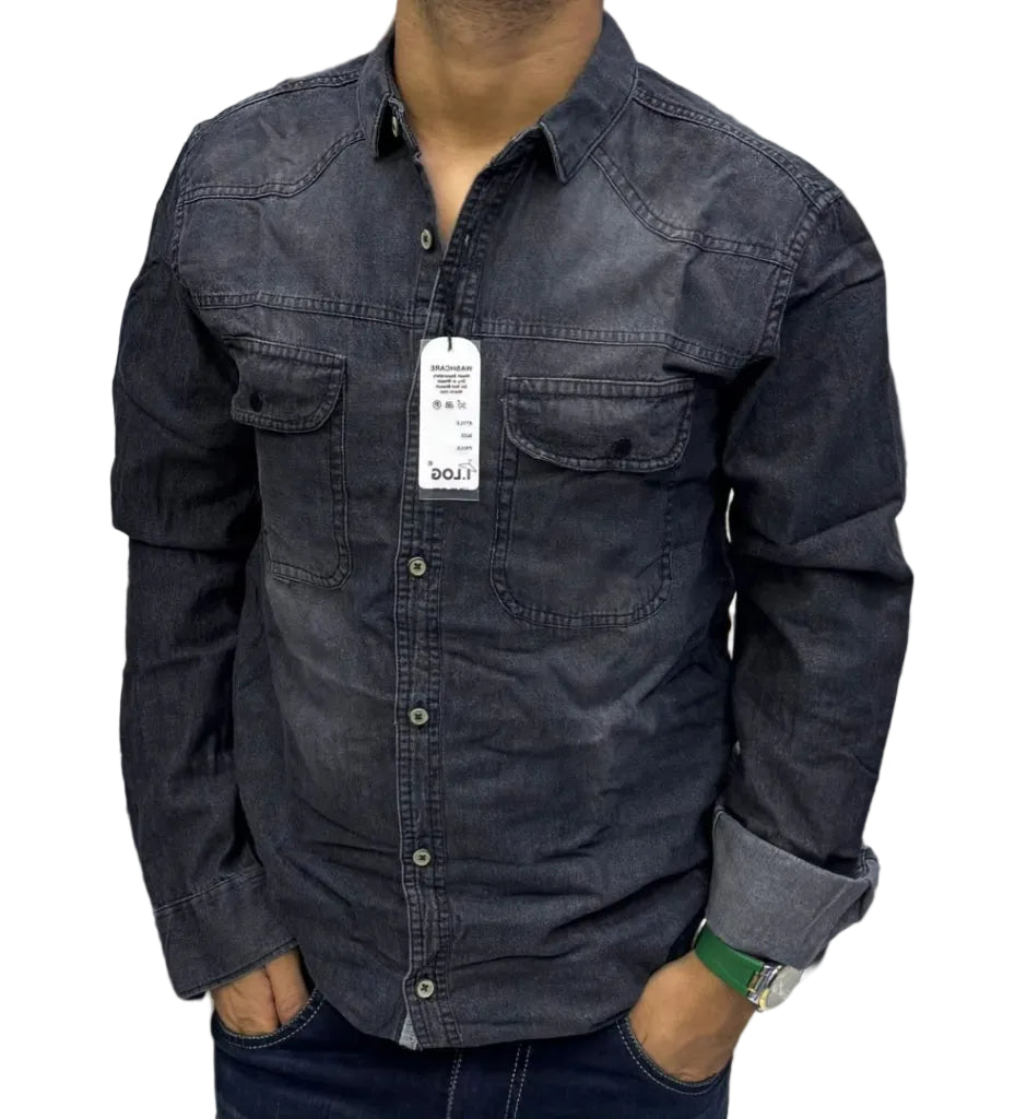 Denim Jean Shirt - Black