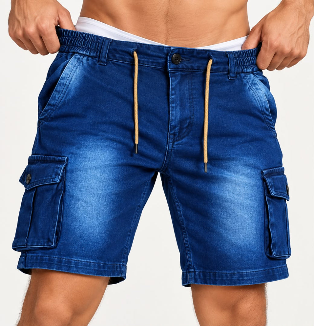 Denim Cargo Short Pant - Blue
