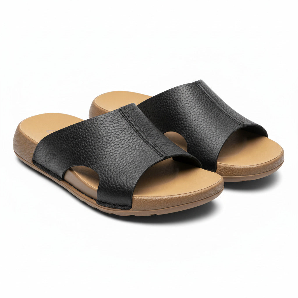 Quality And Classic Leather  Sandal-Black