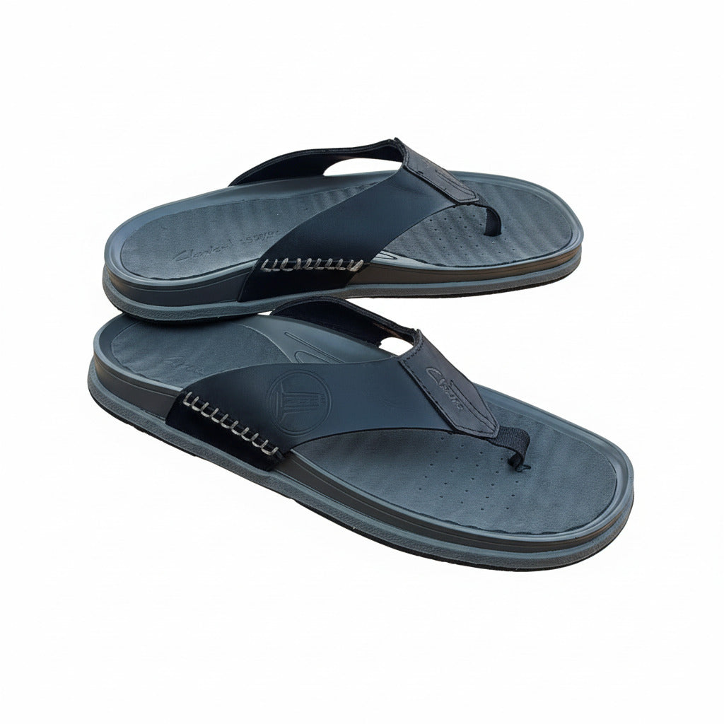 Durable And Quality Leather Sandal-Black