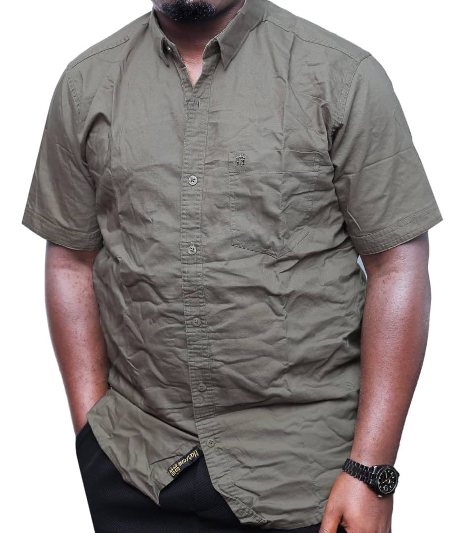 Durabe And Quality ShortSleeved Cotton Shirt-Gray
