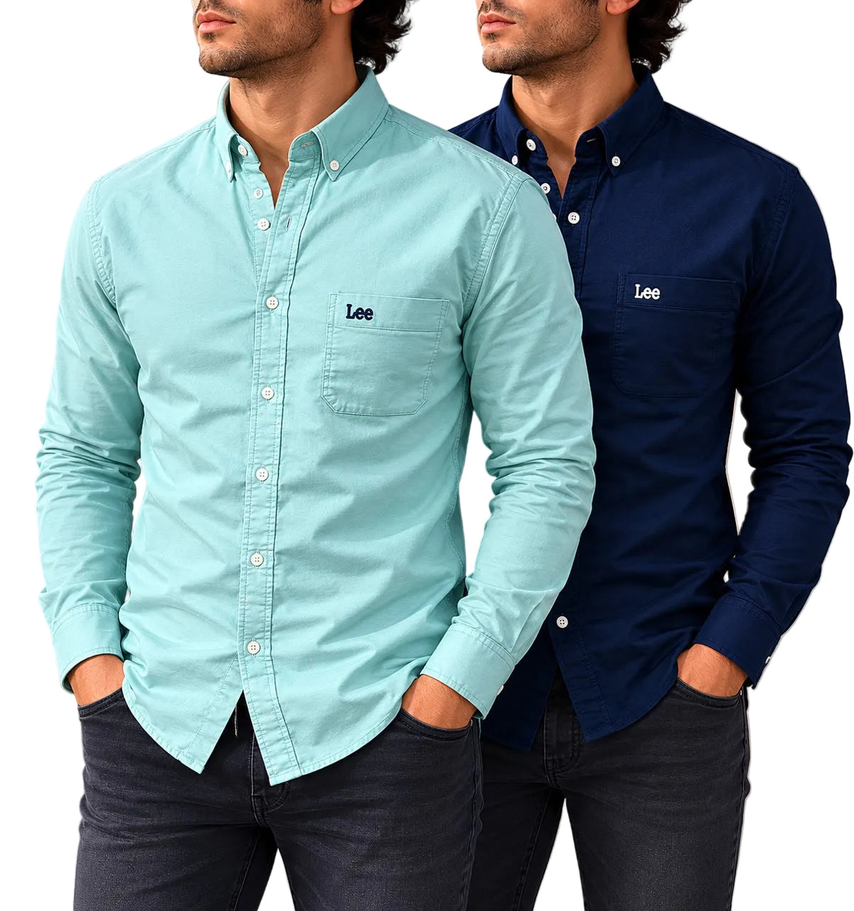 Lee Denim Longsleeved Shirts - Ocean Blue and Navy