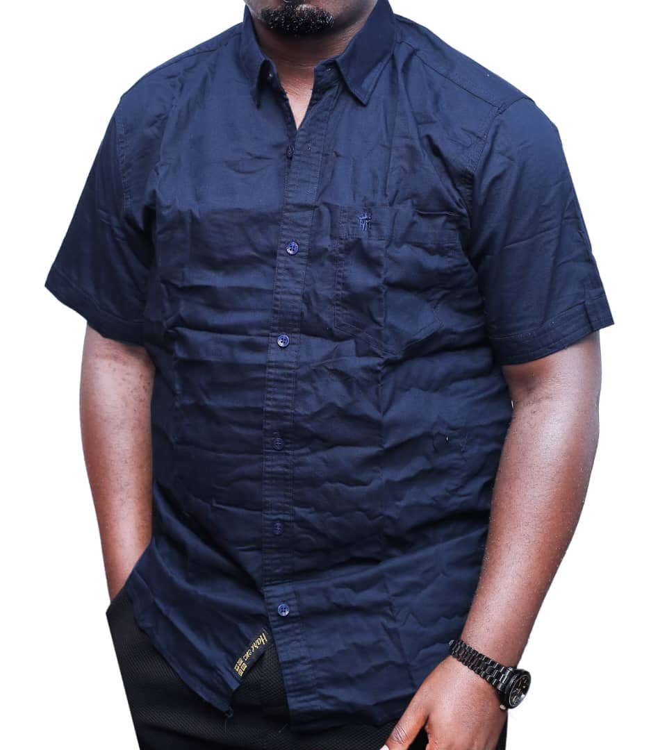 Quality ShortSleeved Cotton Shirt-Navy Blue