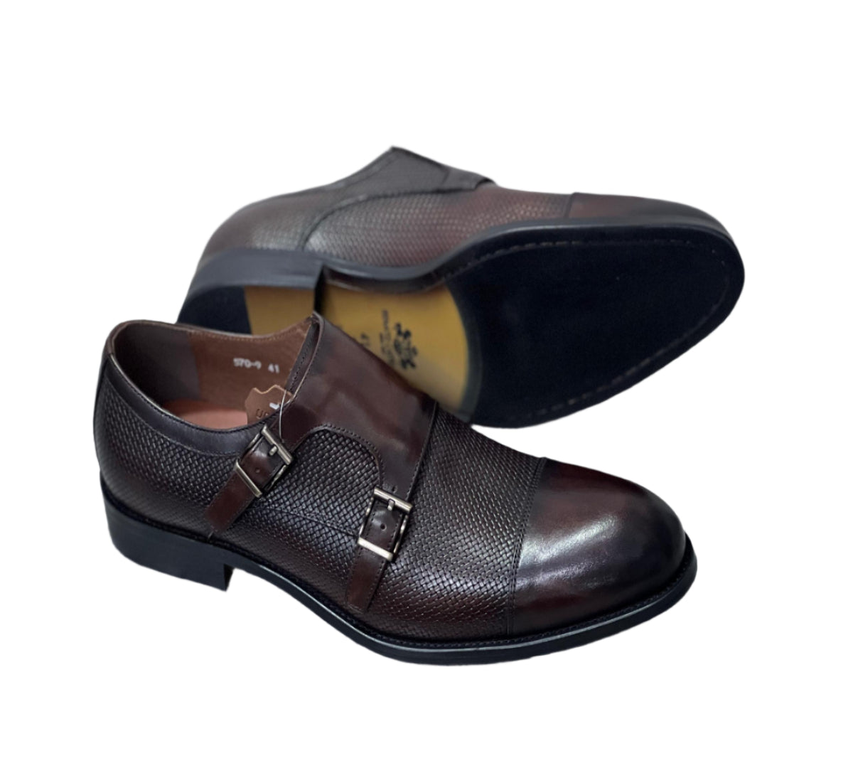Quality Buckle Shoes-Brown