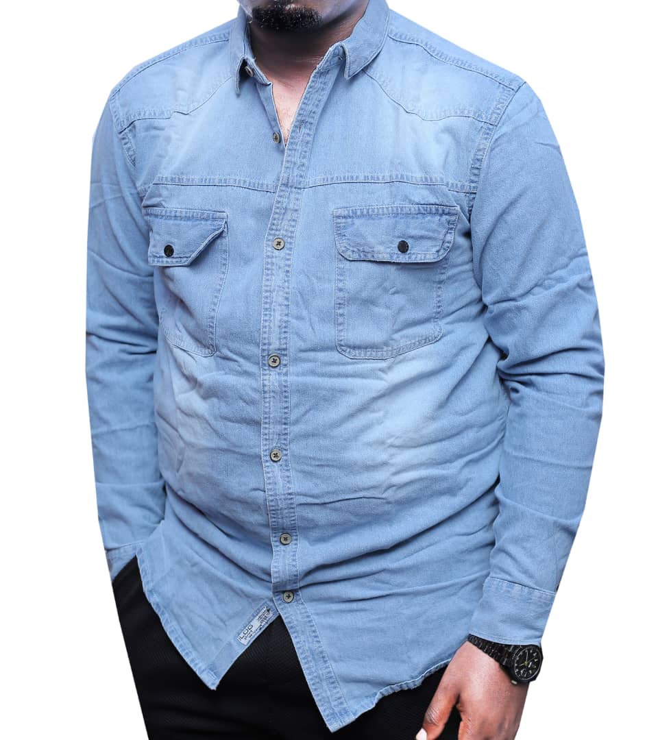 Durable Denim Long Sleeved Shirt-Light Blue