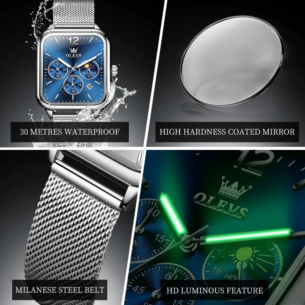 Unisex Digital OLEVS Watch-Silver.