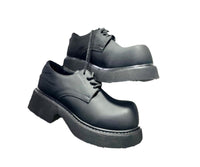 British Style Men's Lace Up Thick Sole Formal Shoes-Black