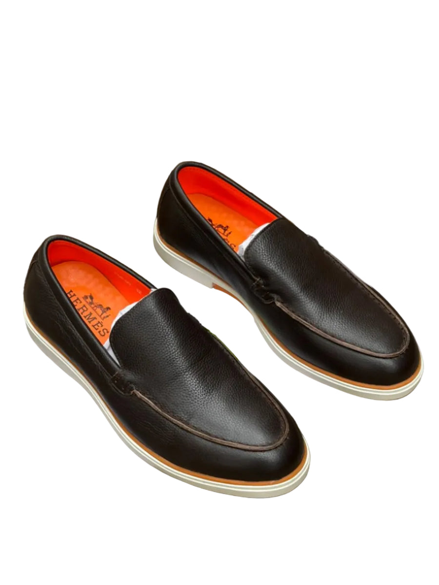 Slipon Leather Shoes-Coffee Borwn