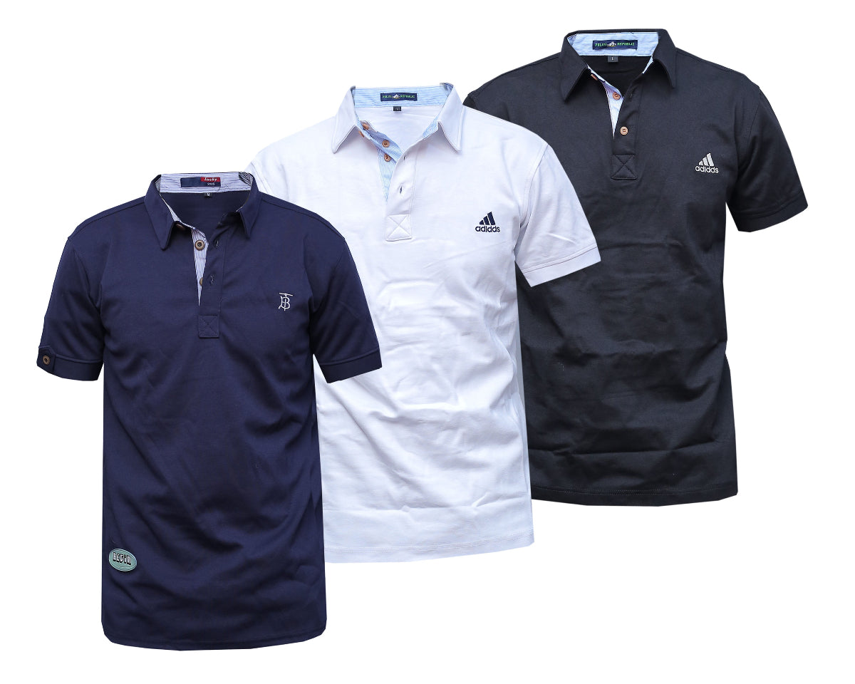 Pack Of Three Cotton Tshirts Navy, White & Black