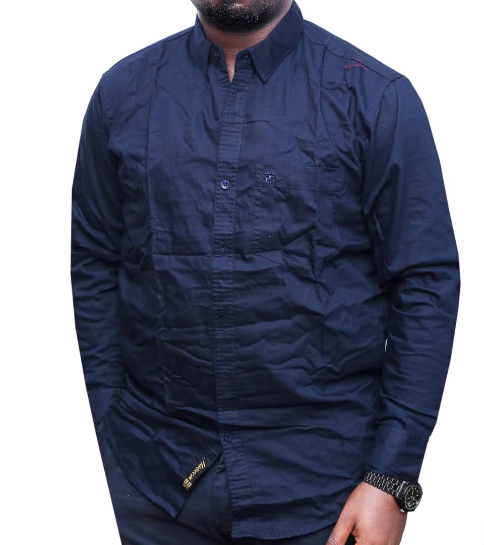 Premium Quality Long-Sleeved Cotton Shirt-NavyBlue