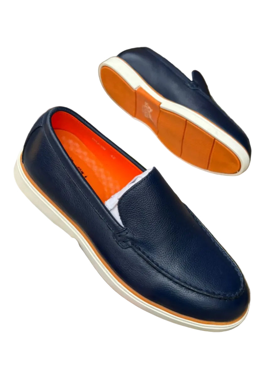 Slipon Leather Shoes-Navy Blue