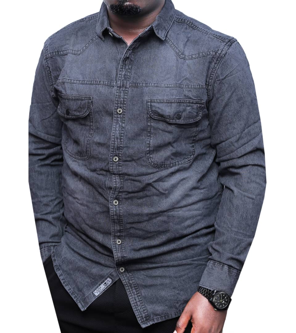 Premium Quality Denim Long Sleeve Shirt-Gray