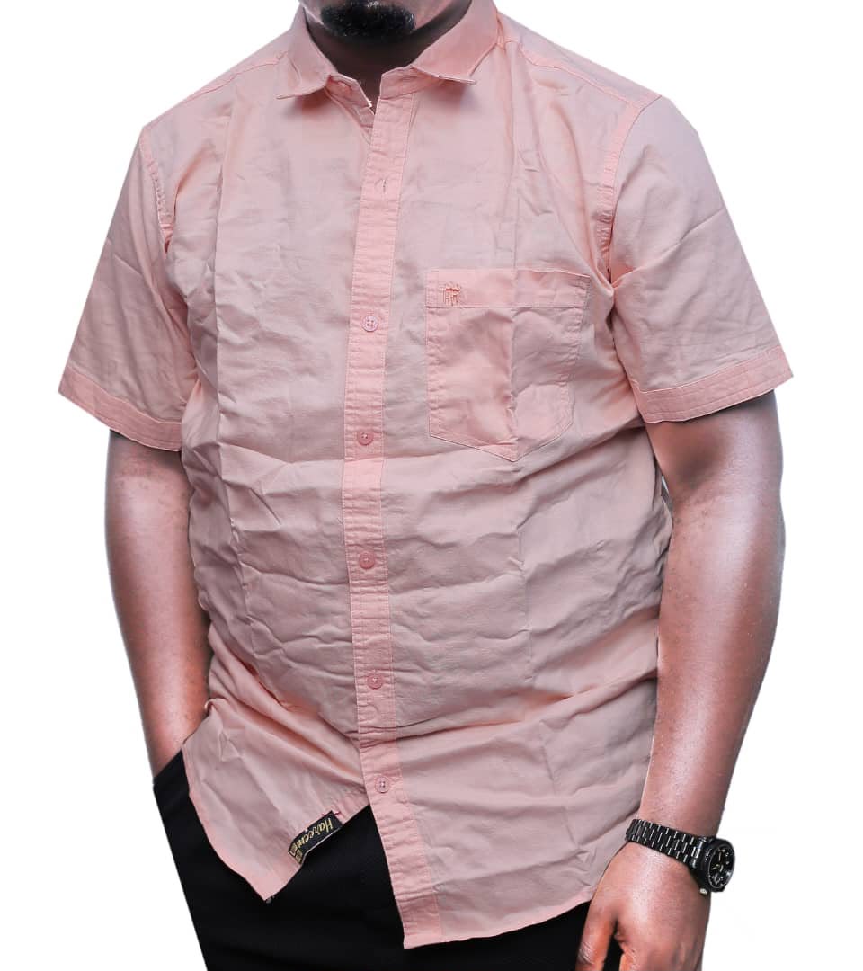Quality ShortSleeved Cotton Shirt-Pink