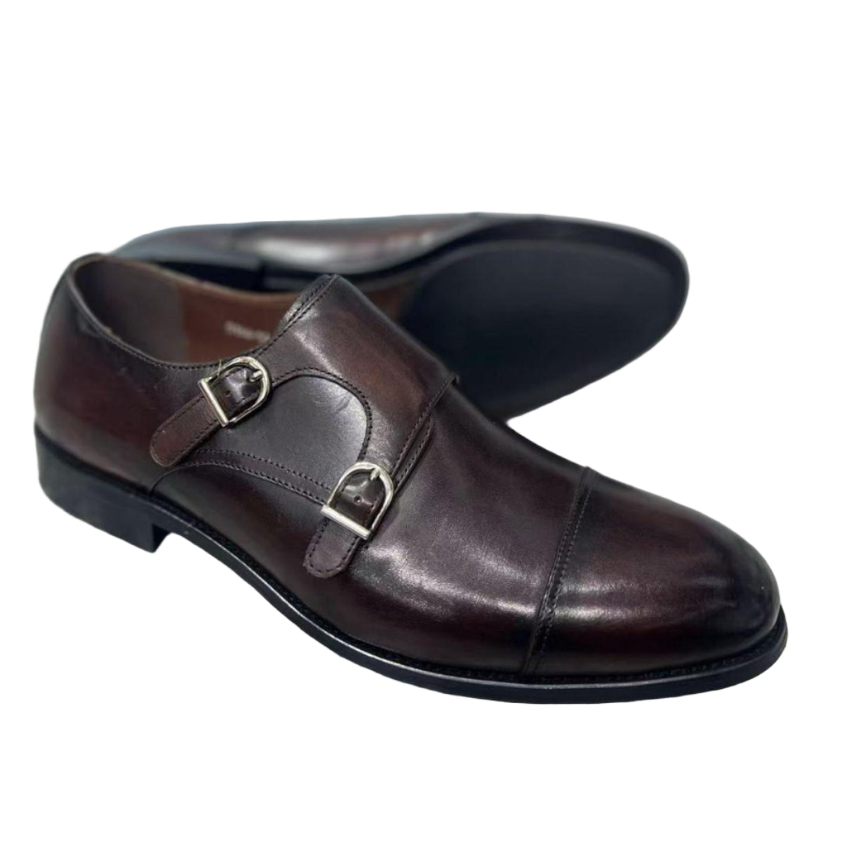 Buckle Gentle Leather Shoes - Coffee Brown